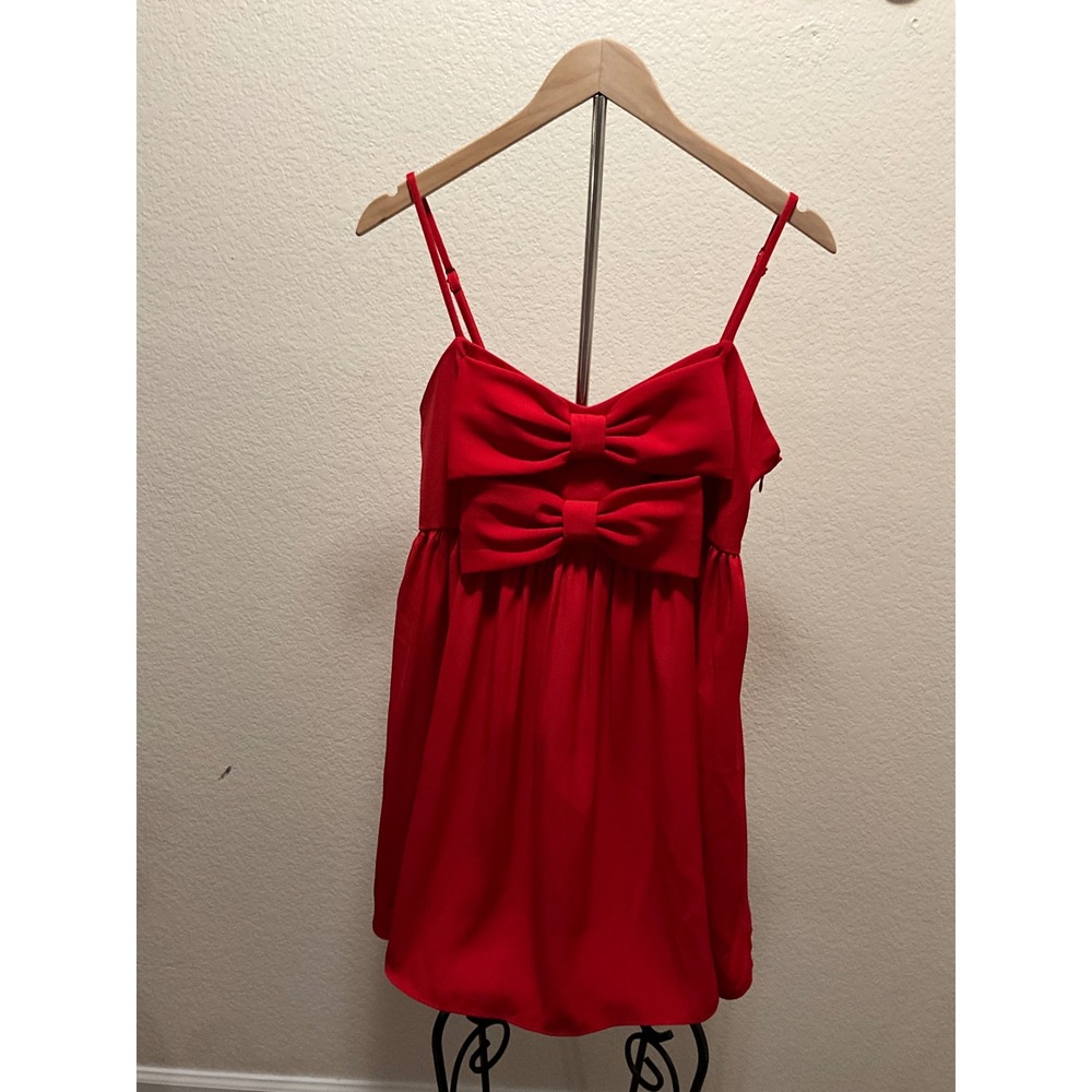 Blu pepper  Red Bow Spaghetti Strap Babydoll Dress Size L‎